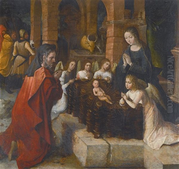 The Nativity (collab. W/workshop) Oil Painting by Alejo Fernandez