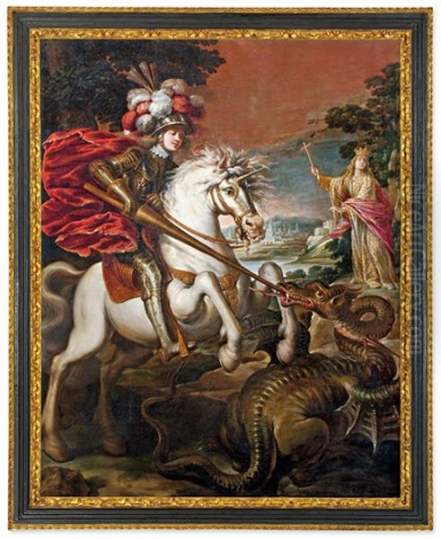 Saint George Defeats The Dragon Oil Painting by Francisco Fernandez