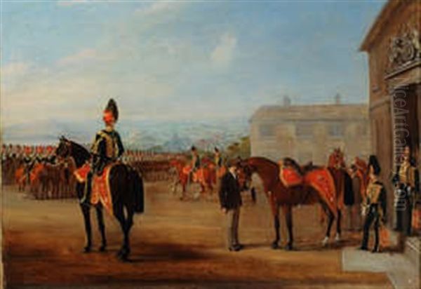 A Regiment Of British Hussars In Parade-ground Review by John Ferneley Jr.