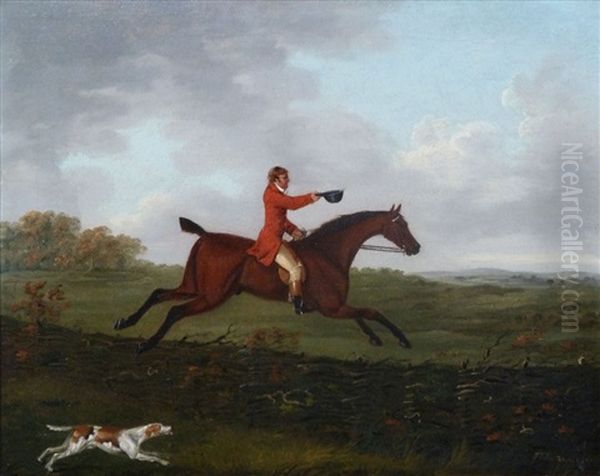 Huntsman In Red, Doffing His Cap Oil Painting by John Ferneley Jr.