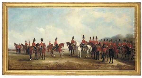 A Review Of The 16th (the Queen's) Light Dragoons Oil Painting by John Ferneley Jr.