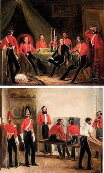 Soldiers And Officers Of The 1st Dragoon Guards Oil Painting by John Ferneley Jr.