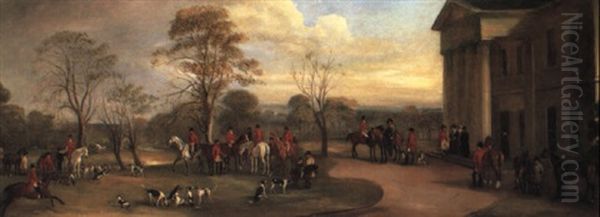 The Meet Of The Quorn At Garendon Park Oil Painting by John Ferneley Jr.