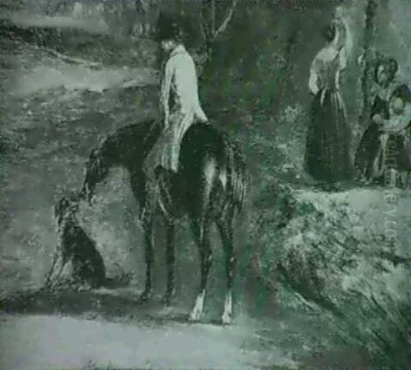 Horseman On A Country Path With Figures And A Dog Oil Painting by John Ferneley Jr.