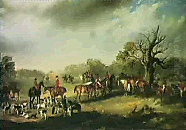 The Meet Of The York And Ainsty Hunt At Red House Wood,     On Tuesday 1st November 1842 With The Master, Mr. Ralph Oil Painting by John Ferneley Jr.