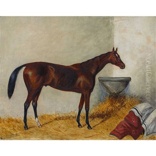 Brauner Im Stall Oil Painting by Claude Lorraine Ferneley