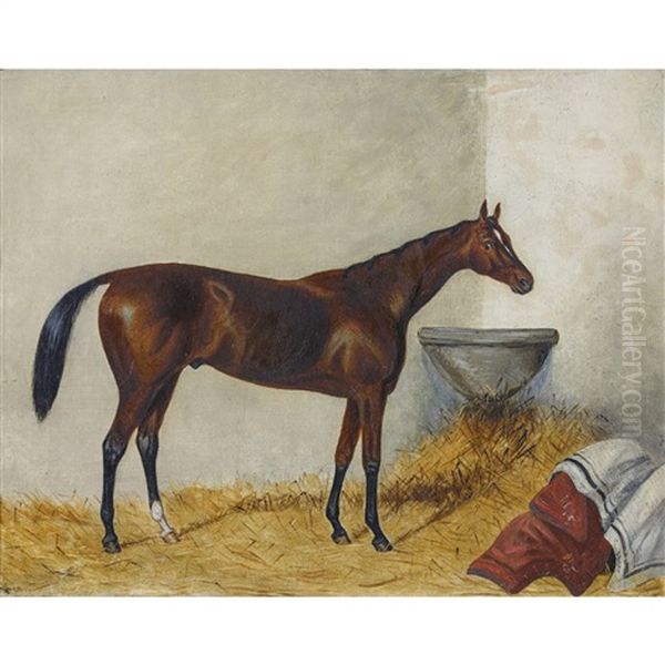 Brauner Im Stall Oil Painting by Claude Lorraine Ferneley