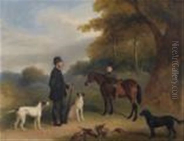 Mr Bickley And His Dogs Oil Painting by Claude Lorraine Ferneley