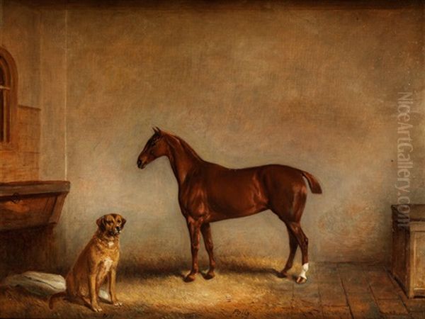 Hund Und Pferd Im Stall Oil Painting by Claude Lorraine Ferneley