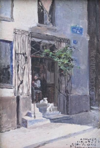 La Porte Aux Chiens. Oil Painting by Enrique Atalaya Gonzalez