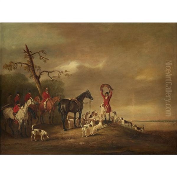 The Quorn Hounds With Sir Harry Goodrich And George Mountford Oil Painting by John E. Ferneley