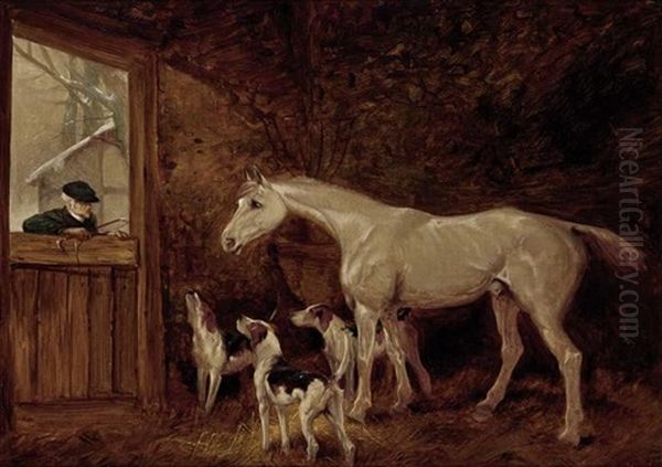 Horse In A Stable Oil Painting by John E. Ferneley