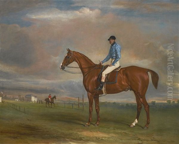 Philip, A Bay Racehorse, The Property Of Lord Elcho, With Jockey Up Oil Painting by John E. Ferneley