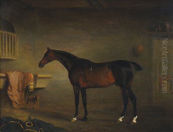 The Bay Easton In His Stable Oil Painting by John E. Ferneley