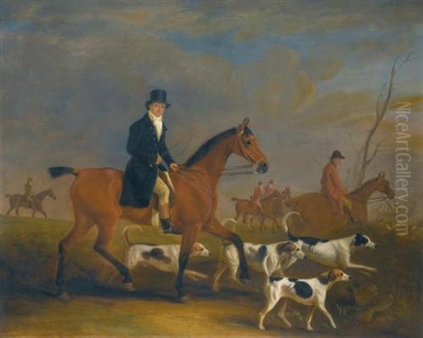 Henry Combe Compton (1789-1855) Mounted On Bay Hunter, With Hounds Oil Painting by John E. Ferneley