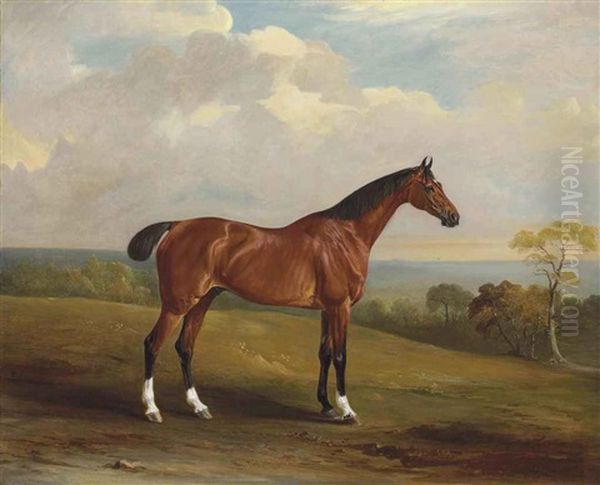 Clinker, The Bay Hunter Of H.h. Holdich-hungerford Of Dingley Park, Northamptonshire Oil Painting by John E. Ferneley