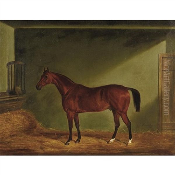 A Bay Horse ("red Devil"?) Oil Painting by John E. Ferneley