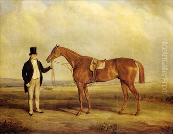 A Gentleman Holding Dangerous, The Winner Of The 1833 Derby Oil Painting by John E. Ferneley