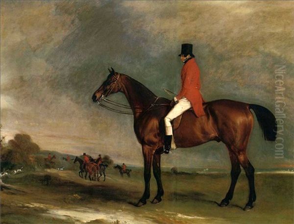 William Wilson On Go Easy, In A Landscape With A Hunt Beyond Oil Painting by John E. Ferneley