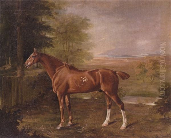 A Hunter In A Landscape Oil Painting by John E. Ferneley