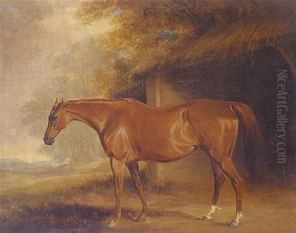 A Chestnut Mare Outside A Stable Oil Painting by John E. Ferneley