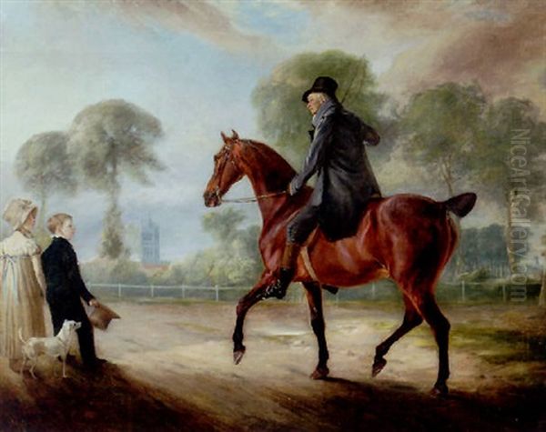 The Reverend Dr. Ford On His Chestnut Hunter Oil Painting by John E. Ferneley