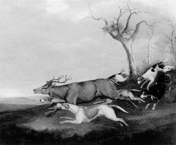 Stag Hunt Oil Painting by John E. Ferneley