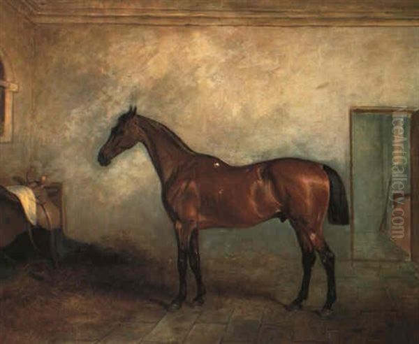 Lady Middleton's Hunter 'benedict' In A Stable Oil Painting by John E. Ferneley