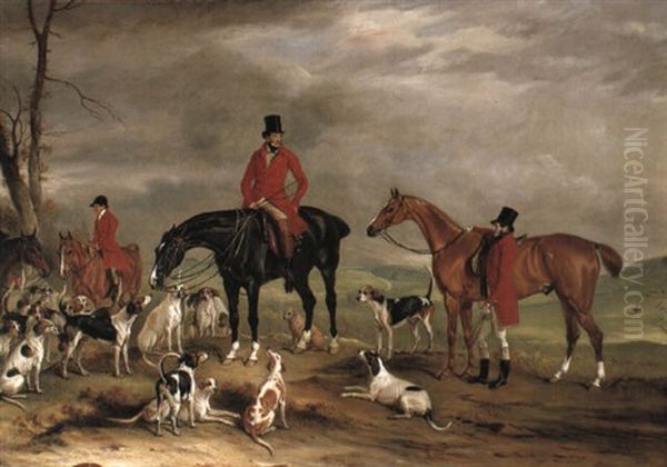 Tom Hodgson And Alexander Bosville With Huntsman And Hounds Oil Painting by John E. Ferneley