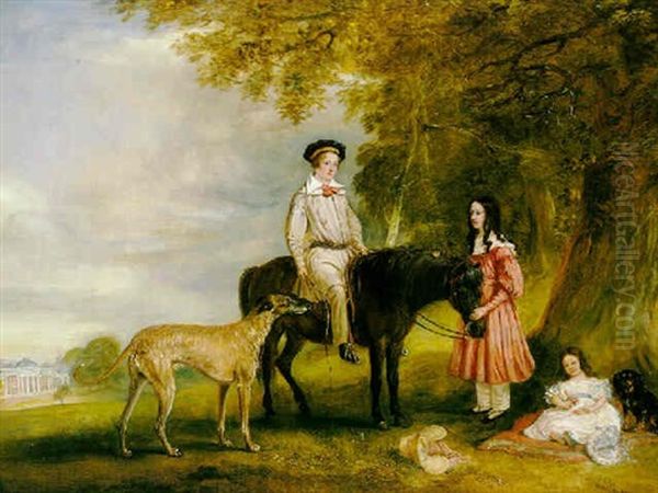 The Montgomerie Children, Of Montgomerie House, Ayrshire Oil Painting by John E. Ferneley