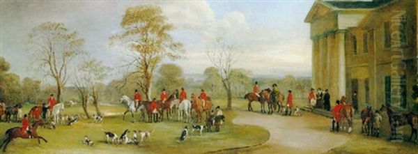 The Meet Of The Quorn At Garendon Park Oil Painting by John E. Ferneley