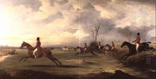 Henry Wormald With The Raby Hunt, Bedale                    Club In The North Riding Of Yorkshire Oil Painting by John E. Ferneley