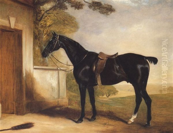 Buckle, The First Lord Chesham's Hunter, In A Land-         Scape Oil Painting by John E. Ferneley