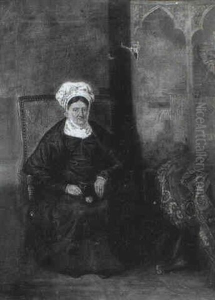 Portrait Of Mrs Neidham Of Leyton Oil Painting by John E. Ferneley