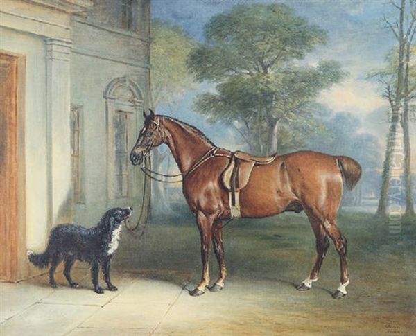 Outside Allington Hall Oil Painting by John E. Ferneley