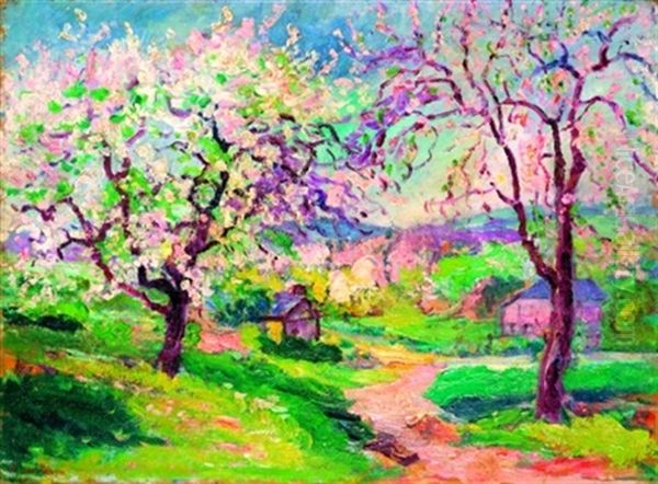 Les Arbres En Fleurs Oil Painting by Julien Hippolyte Feron