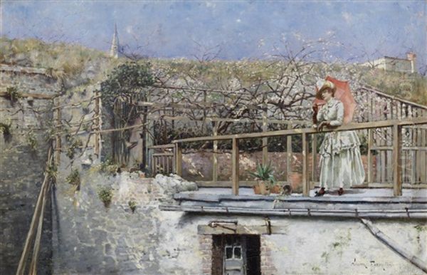 The Red Parasol Oil Painting by William Feron