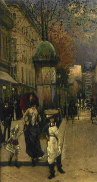 Gatubild Fran Paris Oil Painting by William Feron