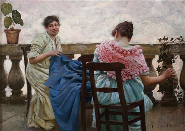 Il Ricamo Oil Painting by Arnaldo Ferraguti