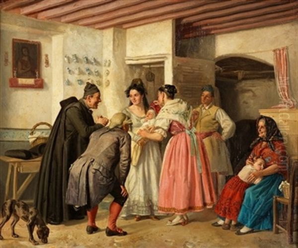 Antes Del Bautizo Oil Painting by Bernardo Ferrandiz Y Badenes