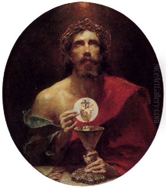 Sagrado Corazon Eucaristico Oil Painting by Alejandro Ferrant Fischermans