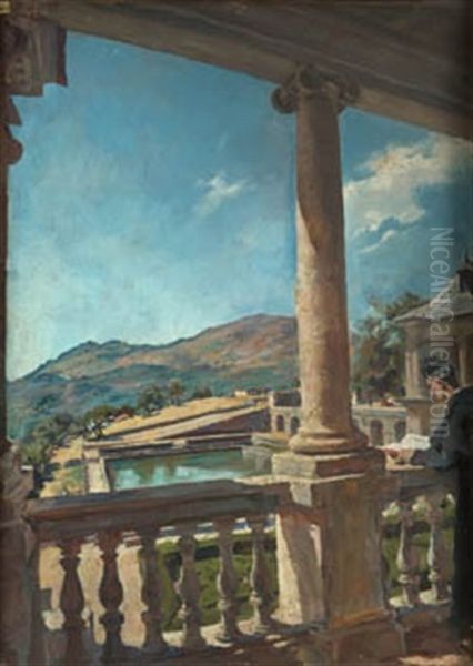 Balconada Monasterio Escorial Oil Painting by Alejandro Ferrant Y Fischermans