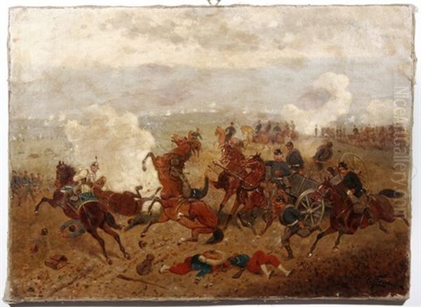 Bombardment Of The Calvary Oil Painting by Luis Ferrant Y Llausas