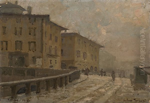 Il Ponte Sul Naviglio A Porta Vittoria by Arturo Ferrari