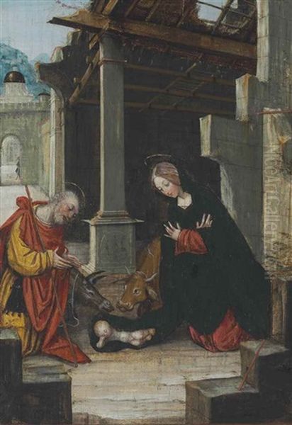 The Nativity Oil Painting by Defendente Ferrari