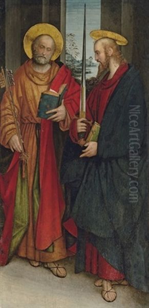 Saint Peter And Paul Oil Painting by Defendente Ferrari