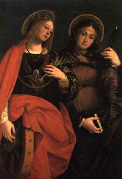 Santa Caterina D'alessandria E Santa Apollonia Oil Painting by Gaudenzio Ferrari