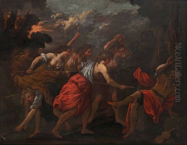 Le Baccanti Sdegnate Uccidono Orfeo Oil Painting by Giovanni Andrea de Ferrari