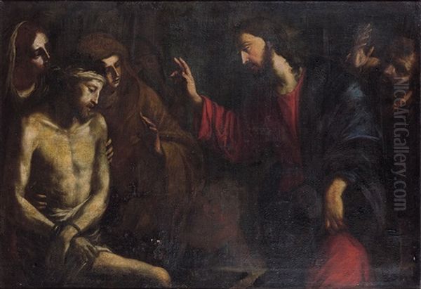 La Resurrection De Lazare Oil Painting by Giovanni Andrea de Ferrari