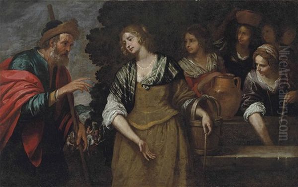 Rebecca And Eliezer At The Well Oil Painting by Giovanni Andrea de Ferrari